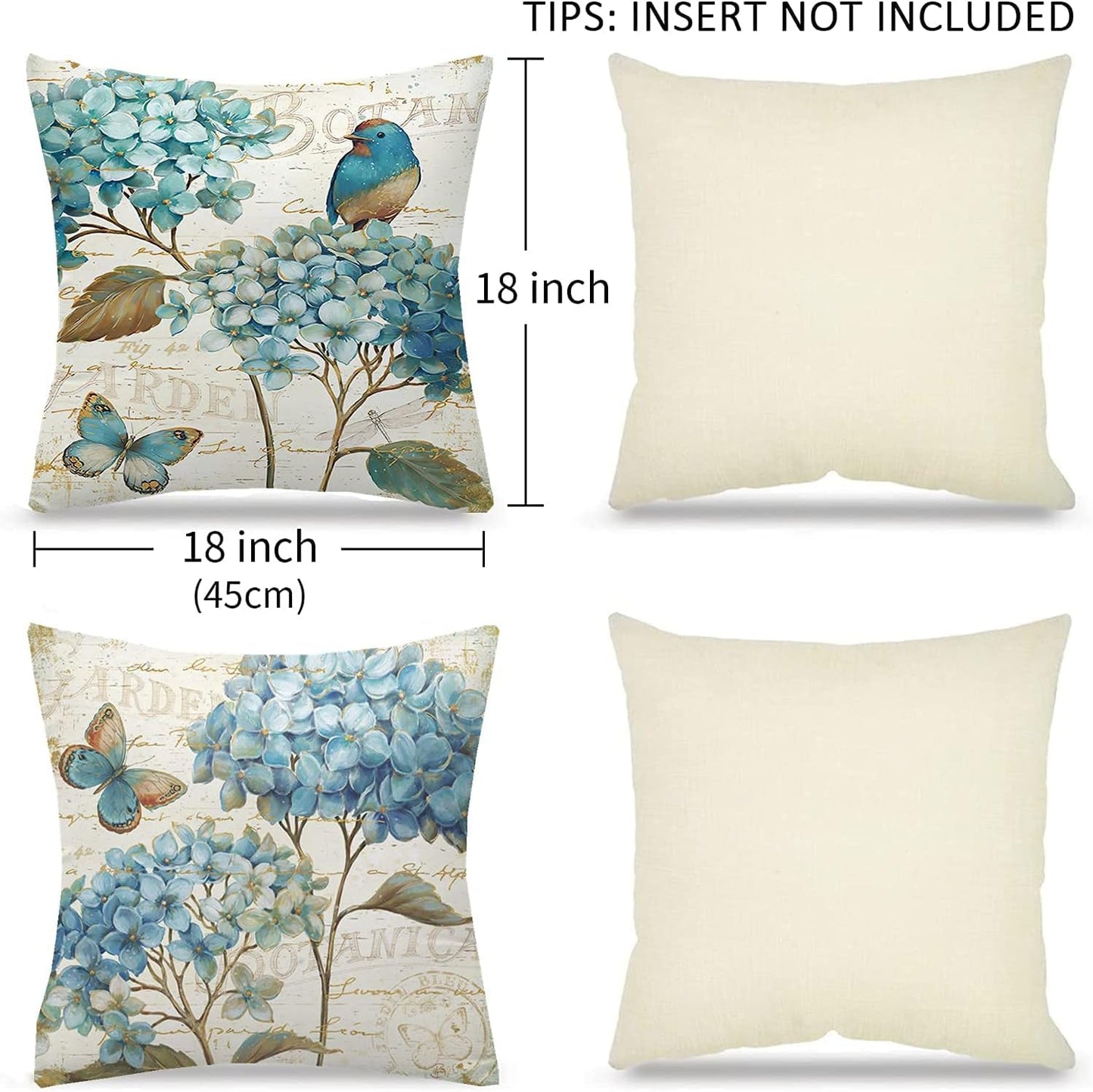 Home Decorative Pillow Covers 18 x 18 Inch Set of 4 Modern Soft Cotton Linen Throw Pillow Covers Cushion Case for Couch Sofa Living Room Patio Indoors Outdoors Style Home Decor