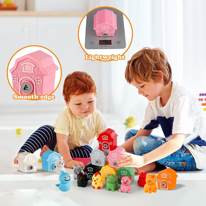 Farm Animals Toysï¼ŒMontessori Toys for Babiesï¼ŒToys for 3 + Year Oldï¼ŒLittle People Farm 10 Farm Animals and 10 Barns,10 Keys Baby & Toddler Toysï¼ŒLearning & Education Toys