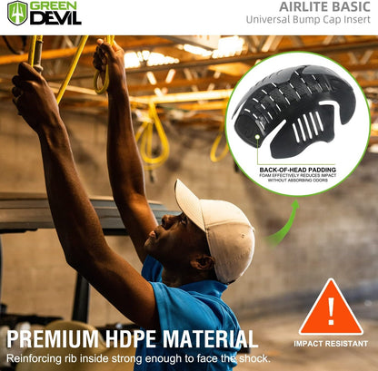 GREEN DEVIL Universal Bump Cap Insert for Baseball Caps Vented Lightweight Safety Bump Hat Insert for Men Women 1 Pack