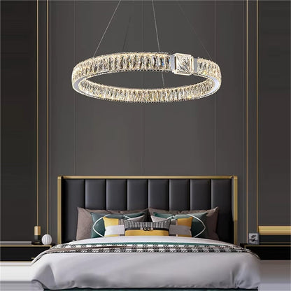 LED Chrome Magic Ring Lustre Chandelier Lighting Trend Hanging Lamps Suspension Luminaire Lampen For Living Room