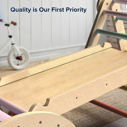 Omebel Pikler Triangle Set, 7 in 1 Foldable Toddler Climbing Toys Wooden Montessori Climbing Set with Arch&Ramp&Ladder Baby Climber Indoor Jungle Gyms for Toddlers Montessori Toys