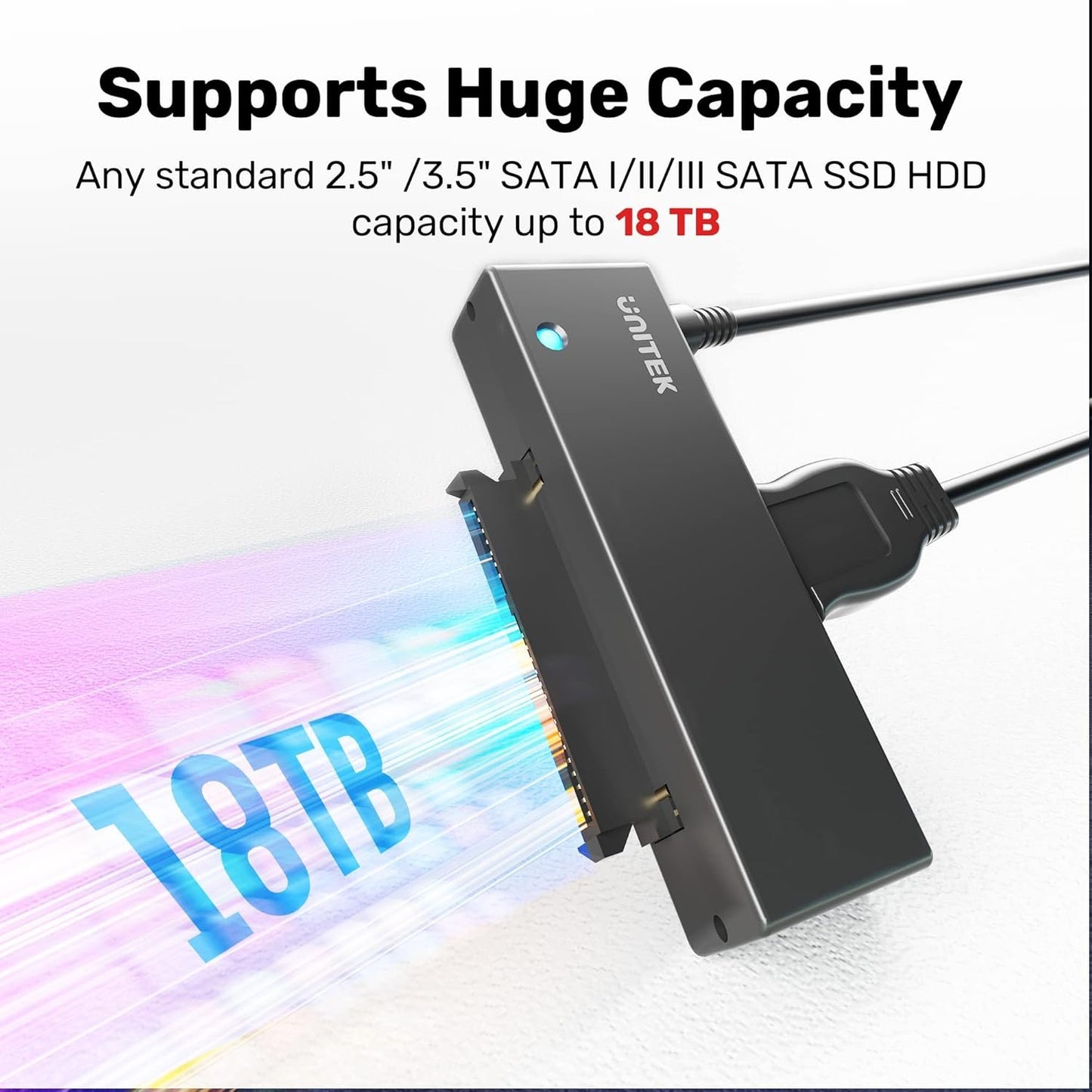 Unitek USB 3.0 to SATA III Hard Drive Adapter Converter Cable for 2.5 3.5 Inch HDD/SSD Hard Drive Disk with 12V/2A Power Adapter, Support UASP Compatible with Optical Drives
