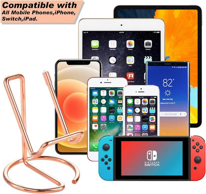 ROPOSY Cell Phone Stand Holder Desk Accessories, Cute Metal Rose Gold, Compatible with All Mobile Phones, iPhone, Switch, iPad