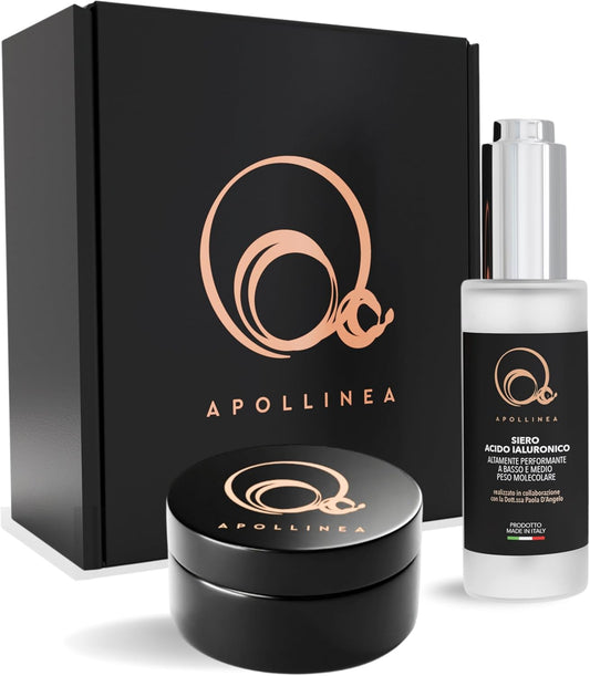 Apollinea Skin Care Face Kit for Women and Men with Hyaluronic Acid Face Serum (30 ml) and Anti-Wrinkle Face Cream 100% Made in Italy