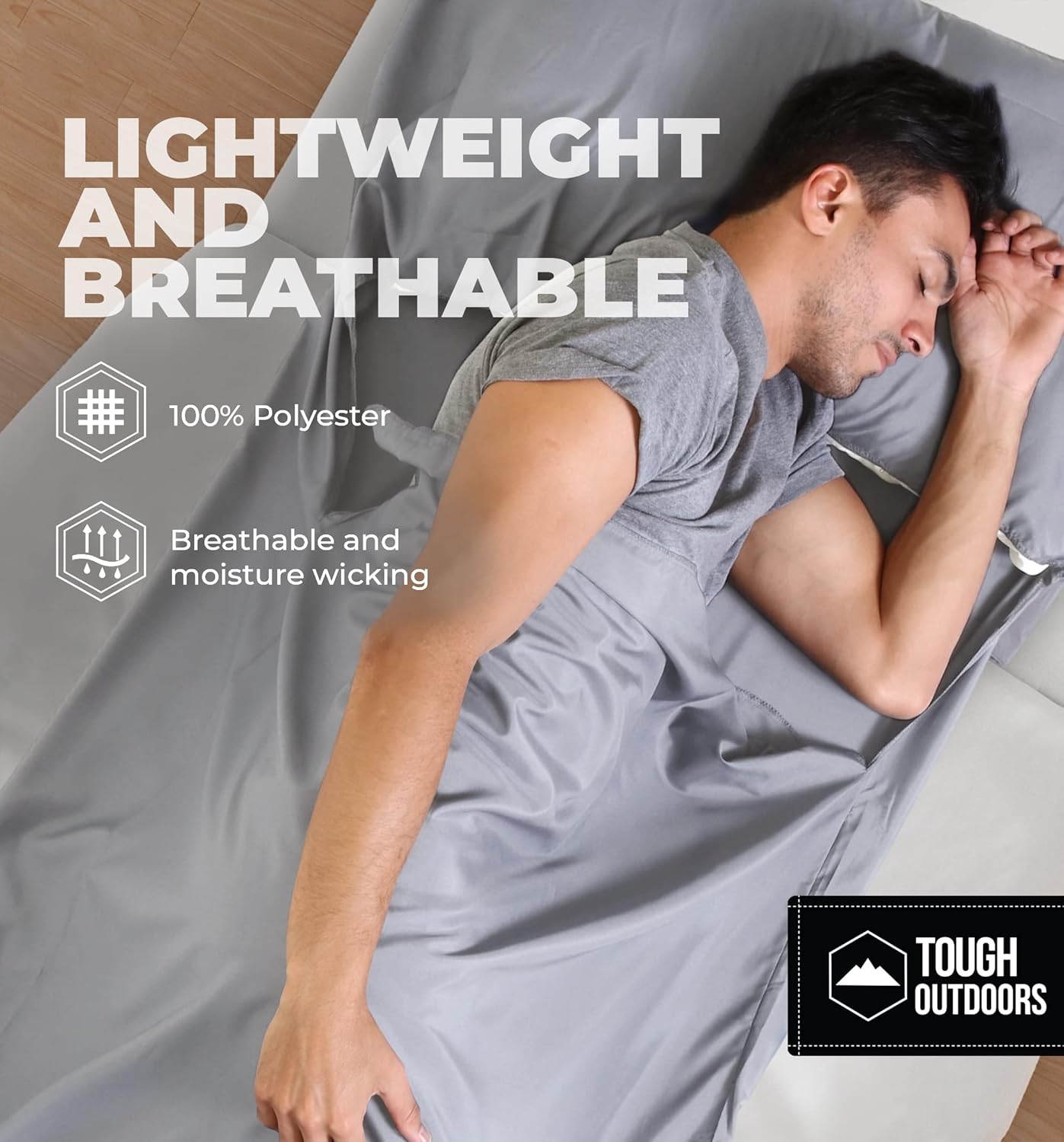 Tough Outdoors XL Sleeping Bag Liner - Travel Sheet & Sleep Sack for Adults - Lightweight & Ideal for Camping, Traveling, Hotels & Backpacking - Smooth & Breathable