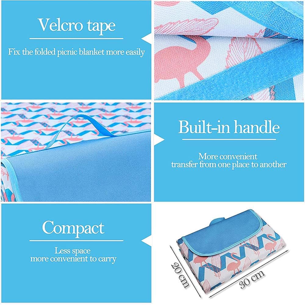 Outdoor & Picnic Blanket Beach Mat Extra Large Sand Proof and Waterproof Portable Beach Mat for Camping Hiking Festivals,145 * 200cm Foldable and Lightweight (Flamingo)