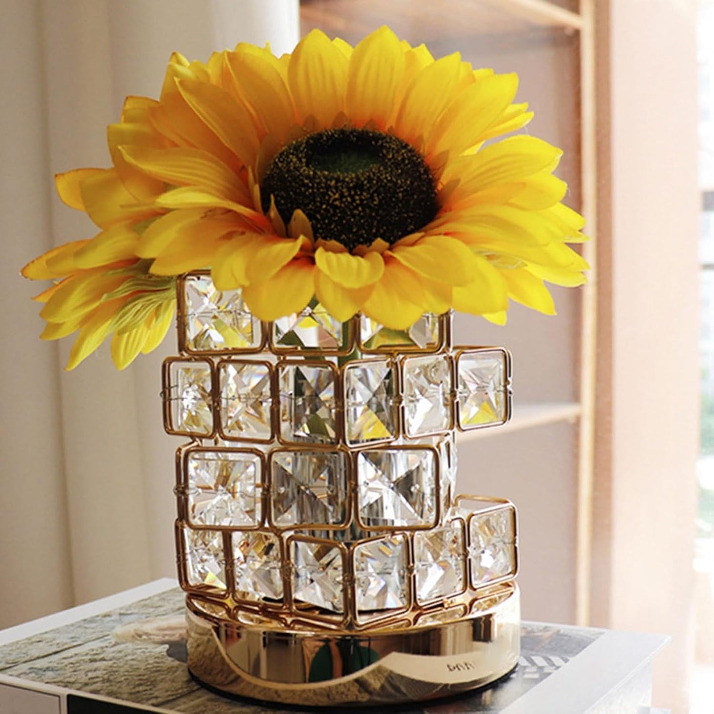 Touch Control Lamp, Rechargeable Sunflower Light, Led Tabletop Night Light, 8.66x4.72 Inches Soft Glow Ambience, USB Charging Port, Single Unit, Waterproof Bag for Bedroom, Desk