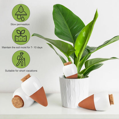 4 Pack Plant Self Watering Globes, Terracotta Watering Spikes, Slow Release Olla Pots Holds 16 oz, Drip Irrigiation Olla System