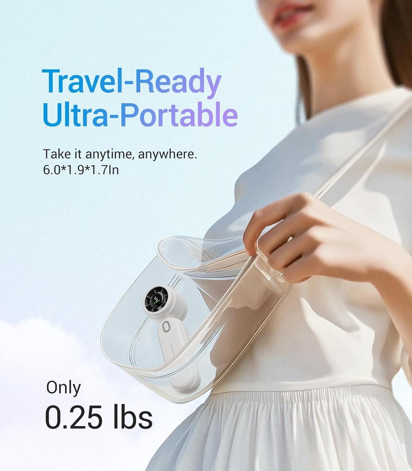 Diveblues iTurbo Handheld Turbo Fan, Mini Foldable Portable Rechargeable Battery Hand Fans, 5 Gear High Speeds Led Display,Powerful Airflow, Small Fan Travel Essentials Beach, Outdoor, Work