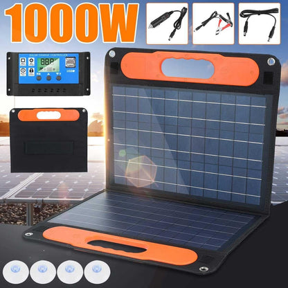 Solar Charger 20000Mah Outdoor Solar Power Bank with 4 Foldable Solar Panels and 2 High-Speed Charging Ports for Smart Phone, Tablets