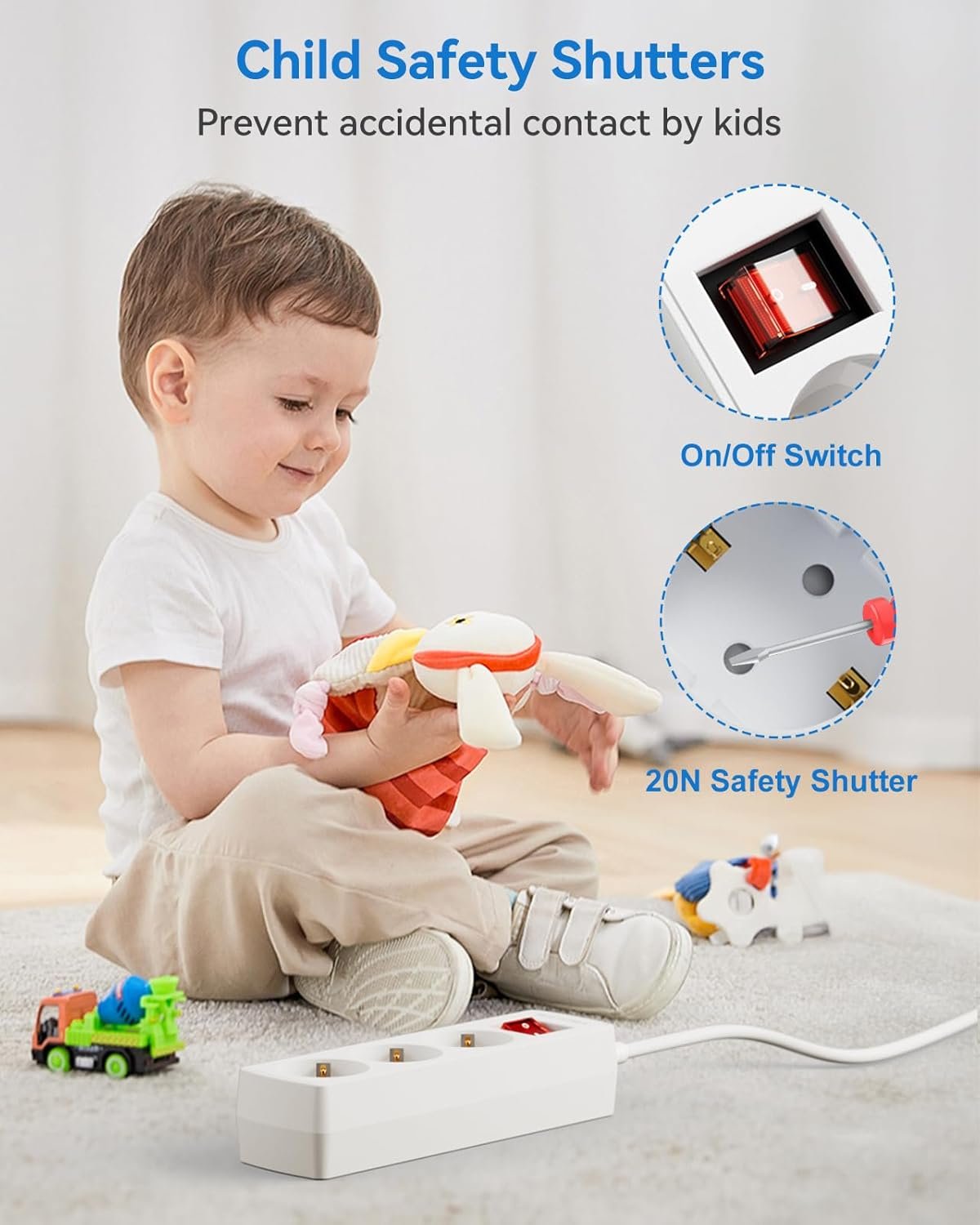Adapter Europe to Canada, Adaptateur Prise Europe Canada, 3 AC Outlets for European Electronic Devices, Travel from France, Italy, Spain, Germany,13A/3250W