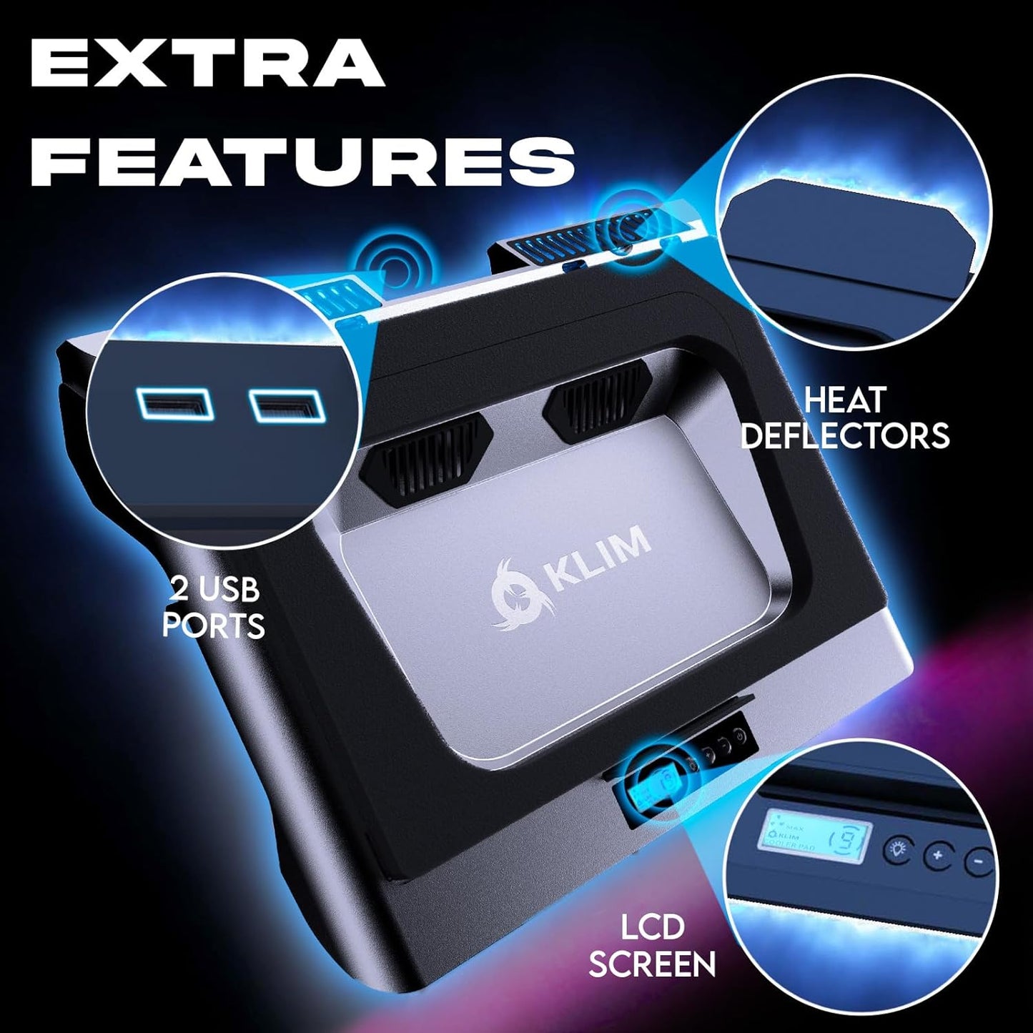 KLIM Everest Laptop Cooling Pad | New Version | Powerful Turbo-Fan 4300 RPM Laptop Cooler | Sealed Foam for Maximum Performance | Avoid Overheating and Protect Your Gaming Laptop | 14-17.3 in