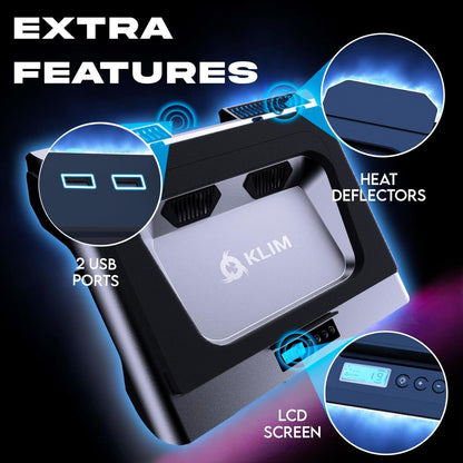 KLIM Everest Laptop Cooling Pad | New Version | Powerful Turbo-Fan 4300 RPM Laptop Cooler | Sealed Foam for Maximum Performance | Avoid Overheating and Protect Your Gaming Laptop | 14-17.3 in