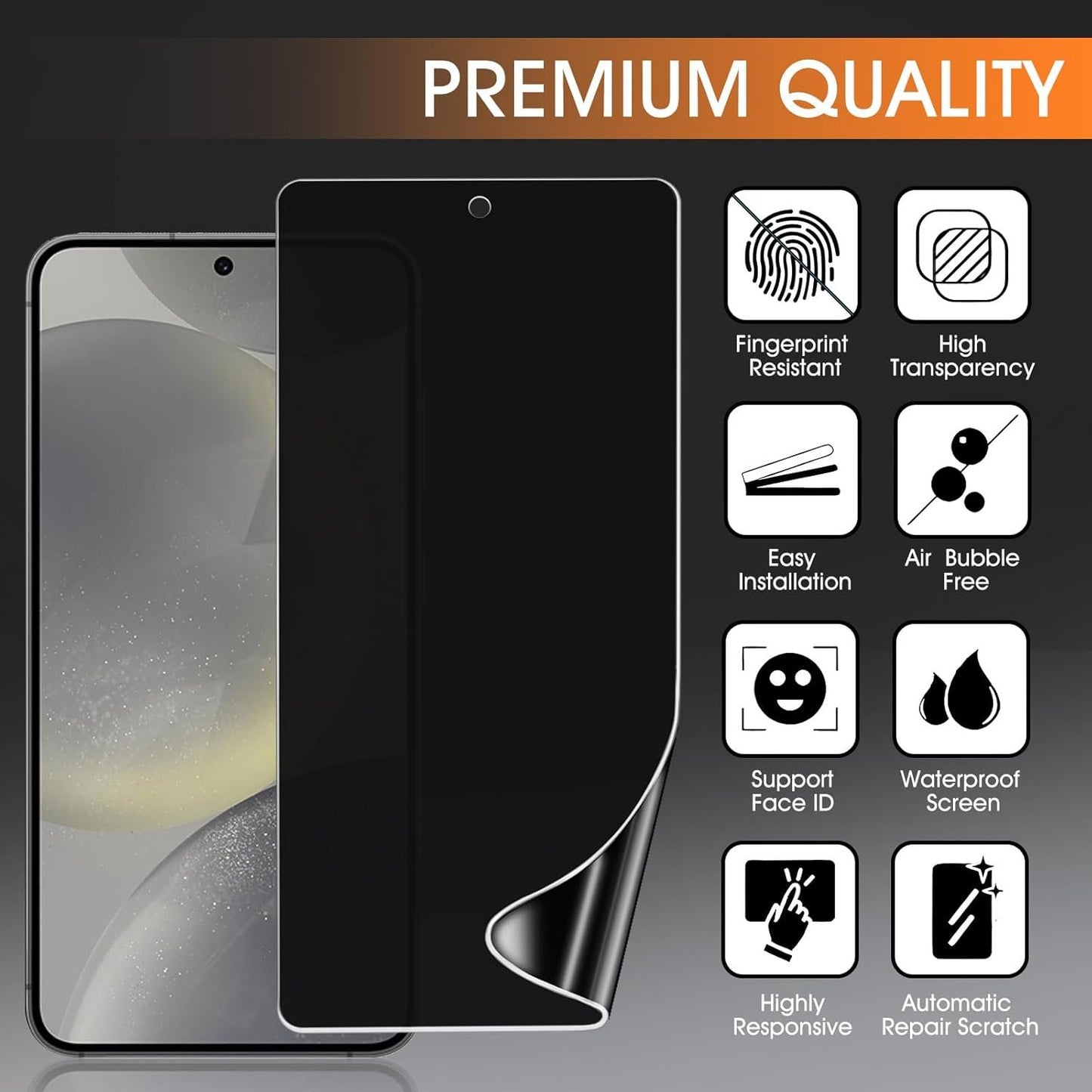 DYNASCO 3 Pack Privacy Screen Protector Compatible with Samsung Galaxy S23 FE, Anti-Spy TPU Hydrogel Protective Film for Samsung Galaxy S23 FE 5G 6.4" - Support Fingerprint Unlock, Self-Healing