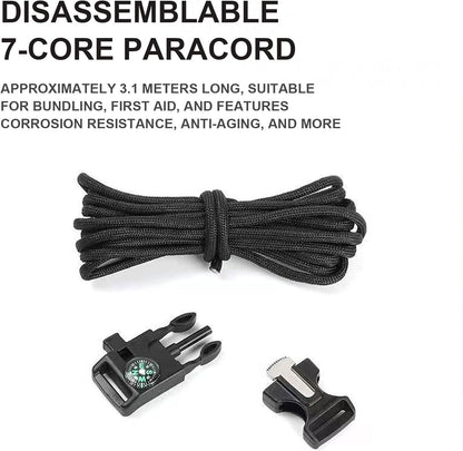 Mengdiyi Survival Paracord Bracelet Adjustable Gear Kit,Fire Starter, Bigger Compass, Survival Whistle, Perfect for Camping, Hiking, Fishing