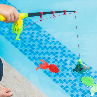Fishing Bathroom Toy, Animal Fish Catching Game, Fishing Net Bath Toy, Interactive Sensory Play Set, 7.09 x 3.54 inches, Fun for Swimming Pool Outdoor Water Activities