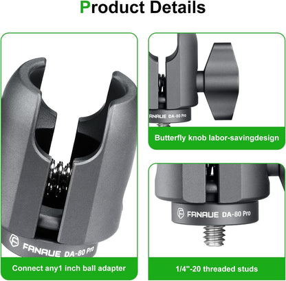 FANAUE Single Socket Arm with 1/4”-20 Metric Thread Compatible with RAM Mounts B Size Double Socket Arm