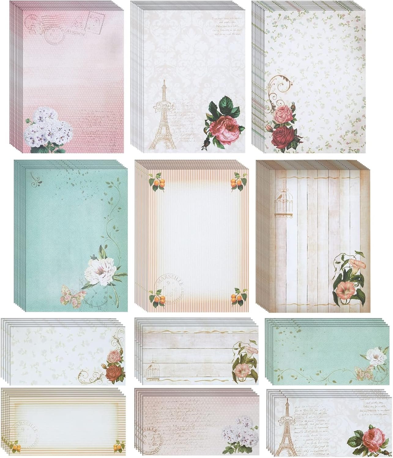 Floral Vintage Stationery Letter Paper and Envelopes Set (90 Pieces)