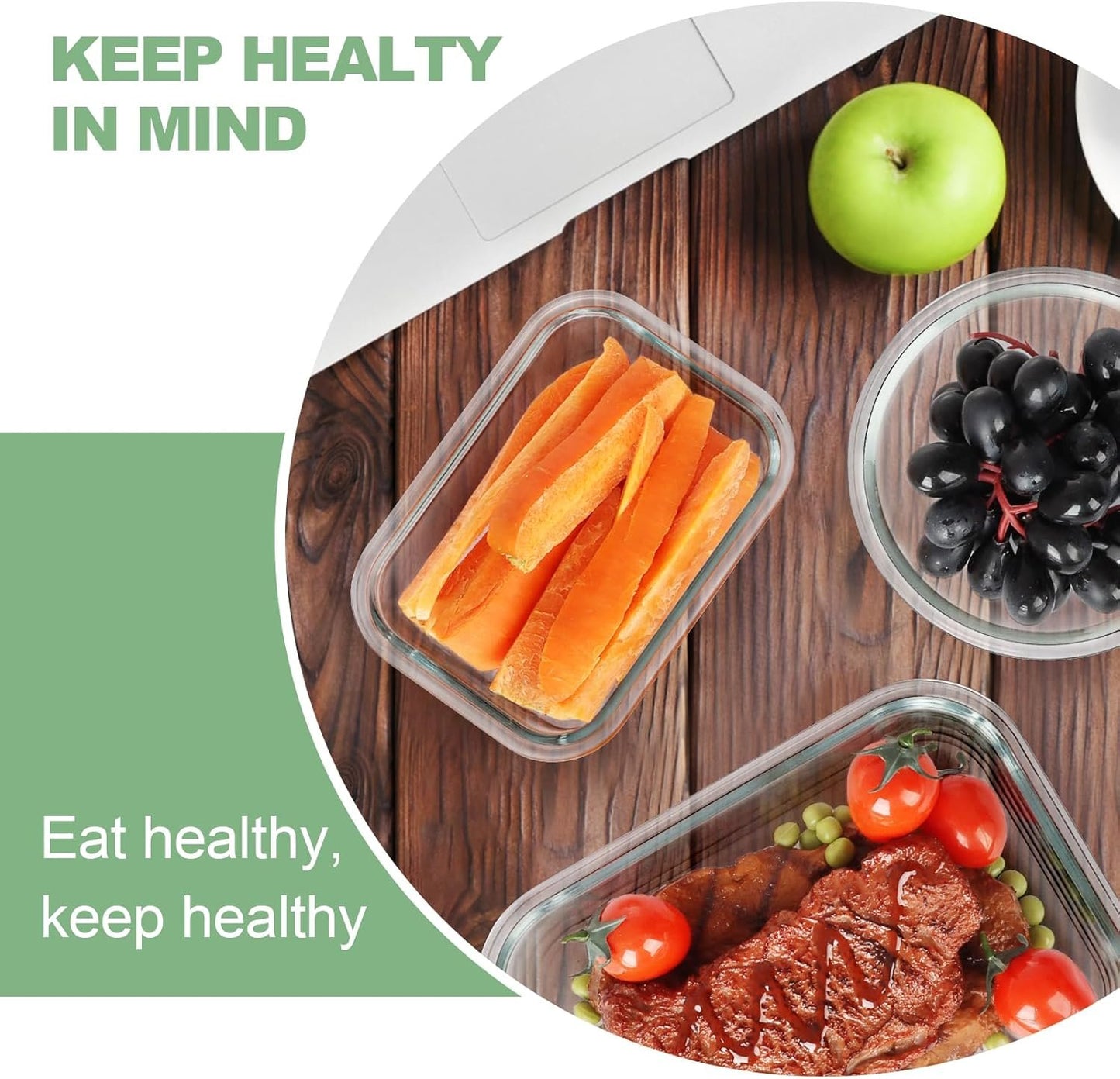 Skroam 12 Pack Glass Food Storage Containers with Lids, Meal Prep, Pantry Kitchen Storage Containers for Lunch, Leak Proof, Airtight Glass Lunch Bento Boxes for Microwave, Oven, Freezer and Dishwasher