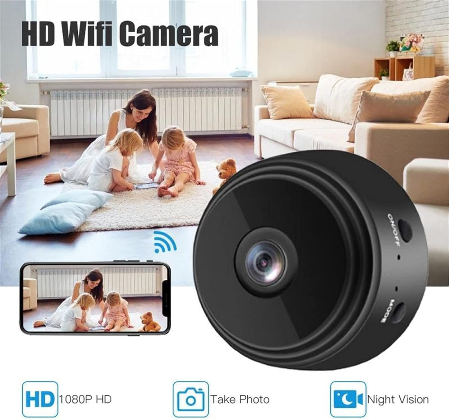 Spy Focus Camera Wireless Mini Hidden Camera,Magnetic Mini Security Camera Outdoor,1080p HD Wireless Magnetic Security Camera,Night Vision Motion Detection Security Cam Covert Cameras 3Pcs Black