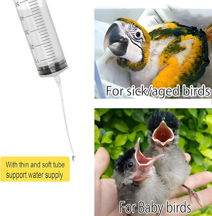Baby Bird Feeding Syringe,Parrot Small Pet,Manual Syringe Feeder, Milk Water,Liquid Food,Reusable Syringe Feeder with Spoon.