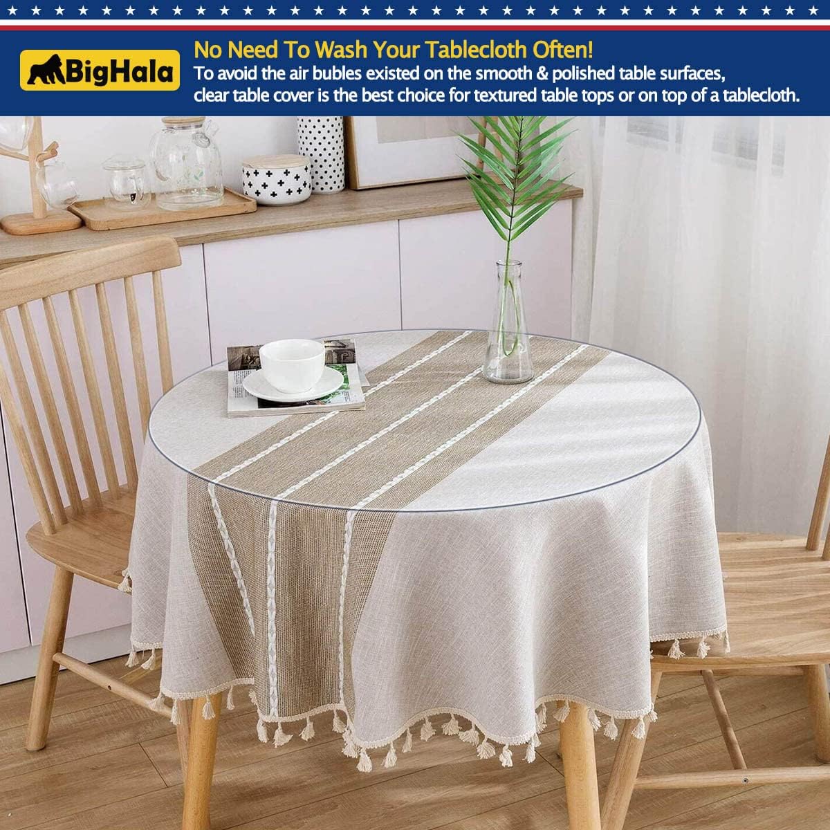 Round Clear Plastic Table Protector Cover Pad Thick Wipeable PVC Vinyl Tablecloth Furniture PVC Protective Desktop Liner Cover Waterproof Dining Tabletop Protection Desk Top Pad 36 Inch Diameter Round