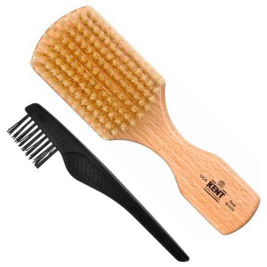 Kent OG4 Rectangular Beachwood Gentlemen's Hair and Facial Brush for Beard Care, Exfoliating Natural Boar Bristle for Men's Grooming, Hair Care, and Beard Straightener