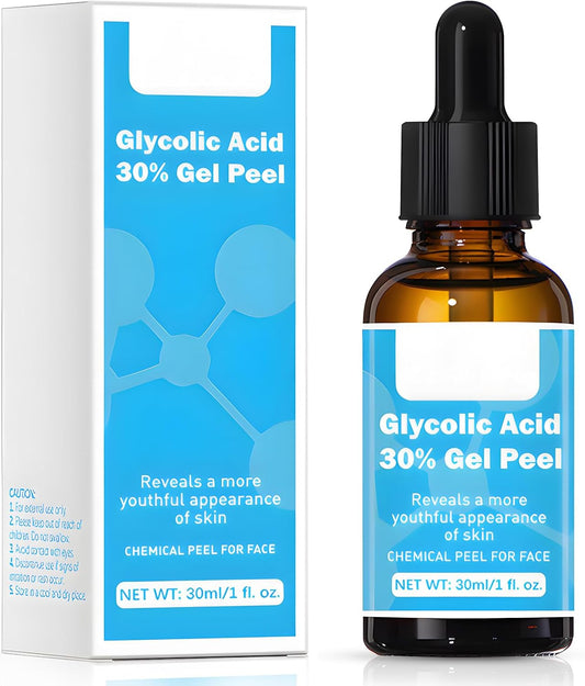 Glycolic Acid Serum Face Gel, Glycolic Acid 30% Gel, Powerful and Delicate Face Exfoliator, Glycolic Acid Renewal Serum, Smooth and Radiant Skin, Irritation-Free – 30 ml