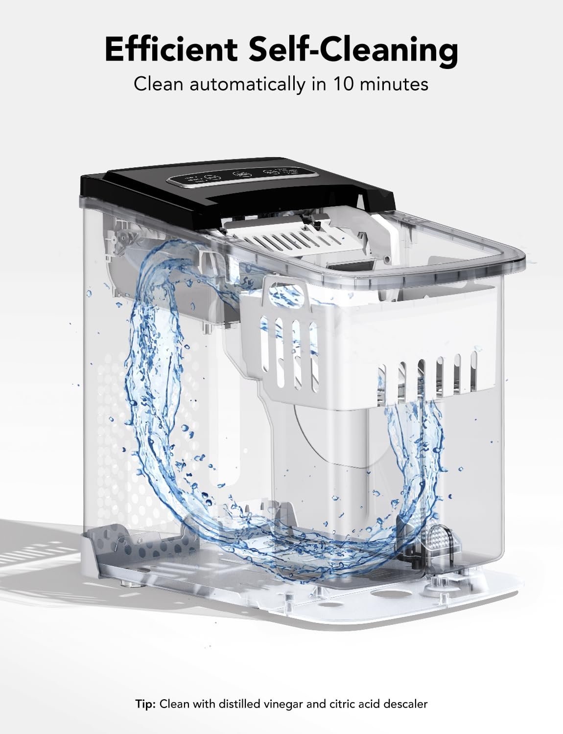 GoveeLife Smart Countertop Ice Makers with Wi-Fi, 9 Ice in 6-8min, 26lbs in 24 Hours, Portable Ice Machine, 2L Water Tank, for Home Kitchen Party Camping, with Ice Scoop and Basket, Stainless Silver