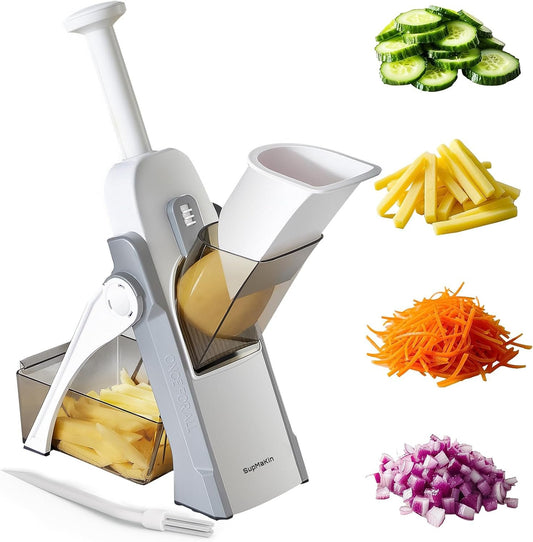 SupMaKin Mandoline Slicer for Kitchen, Safe Vegetable Chopper Adjustable Food Chopper Fruits and Vegetables Chopping Artifact (Gray)
