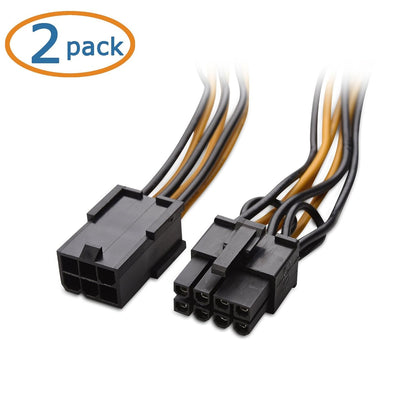 Cable Matters 2-Pack 6 Pin to 8 Pin PCIe Adapter Power Cable - 10cm / 4 Inches