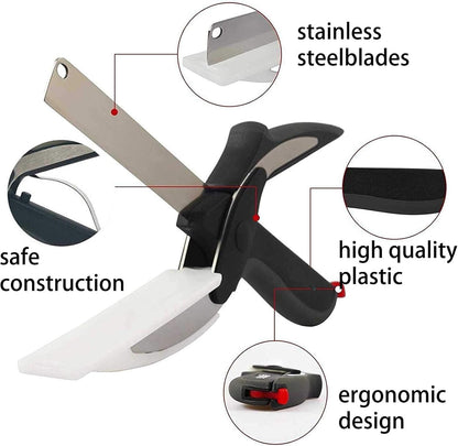 Kitchen Food Scissors,2 in 1 Smart Cutter Multifunction Stainless Steel Kitchen Shears for Vegetables Fruits Chopper,Food Scissors,Vegetable Slicer