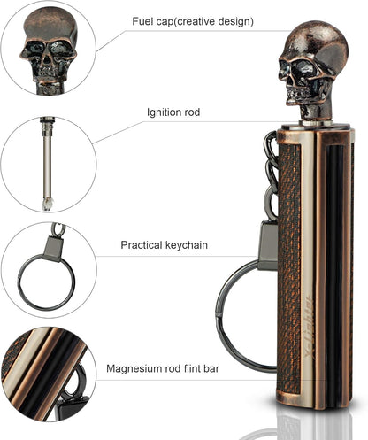 x-lighter Matchstick, Waterproof Match Fire Striker, Flint and Steel, Survival Tool Kit Forever Lighter(Skull+Skull)