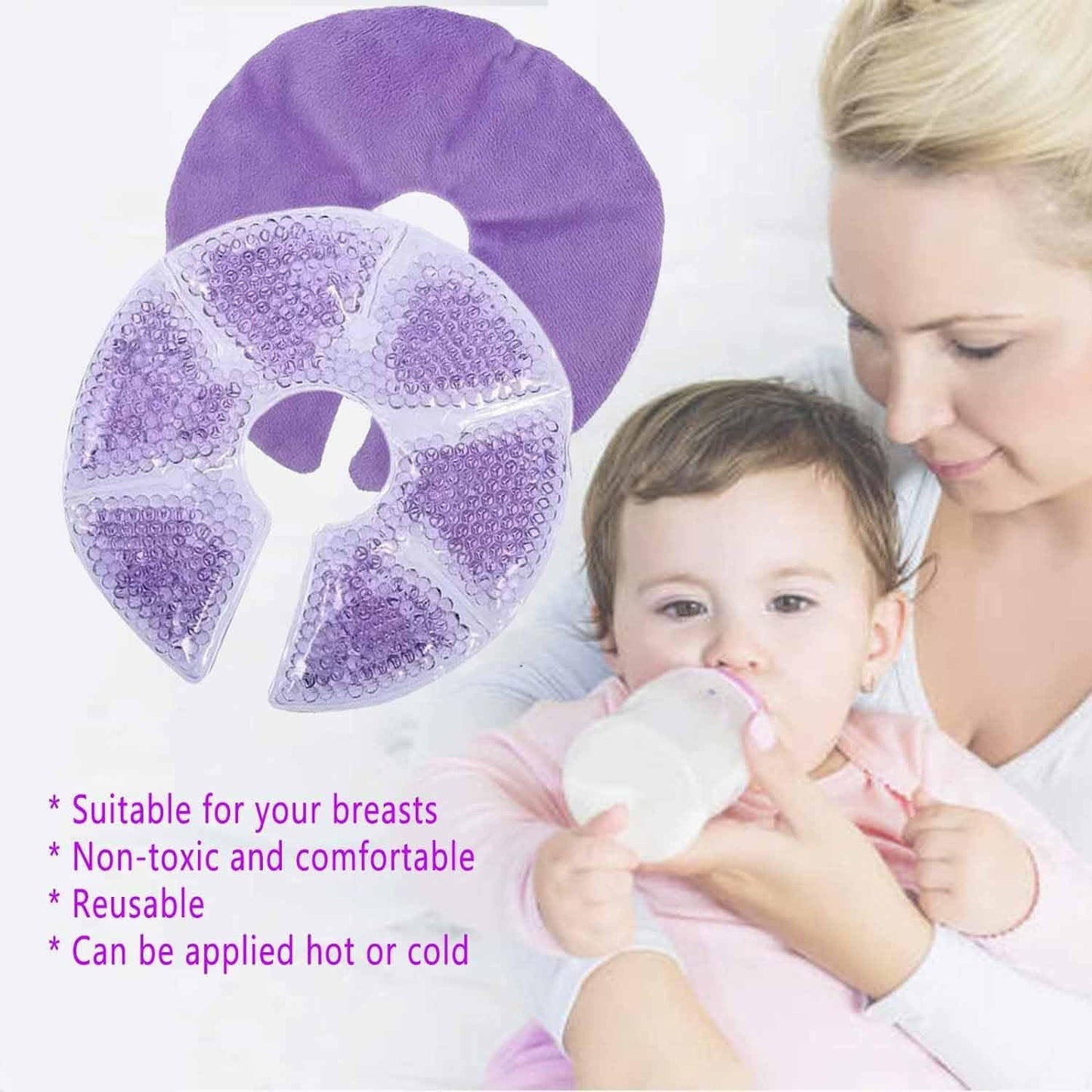 Roczential Breast Ice Pack, Hot and Cold Breast Therapy, for Breastfeeding, Pain After Breast Surgery, Nursing Pain Relief for Mastitis, Engorgement, Reusable, Freezable, Microwavable