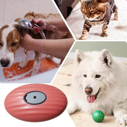 Pet Grooming Comb, Cat Bath Brush, 3.94x2.36x1.97 Inches, Hair Removal Tool, Portable Massage Design, Soft Silicone Teeth Daily Grooming for Small and Medium Pets, Multicolor