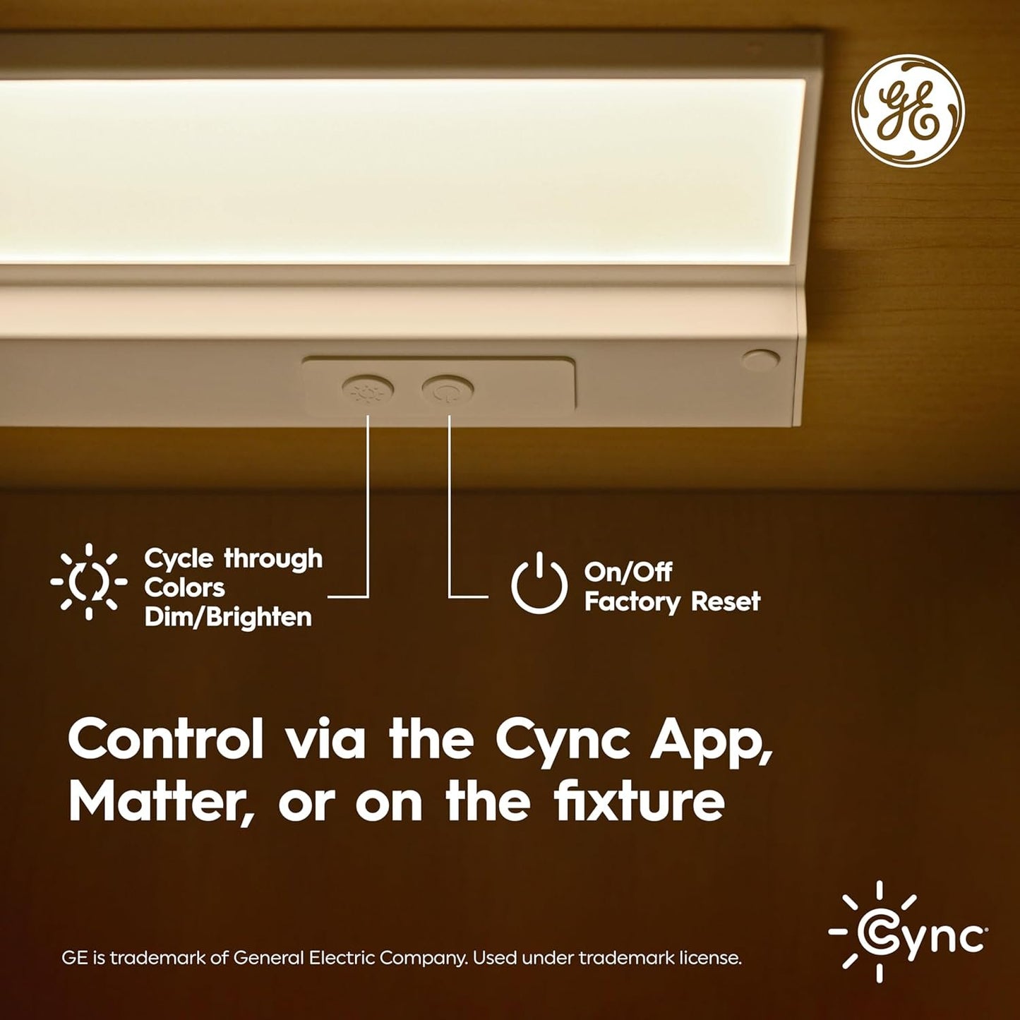 GE Cync Reveal HD+ Smart Undercabinet Light Fixture, 24-in Bar, Color Changing, Wi-Fi, Alexa, Google Home Compatible, Kitchen, White, 1500 Lumen