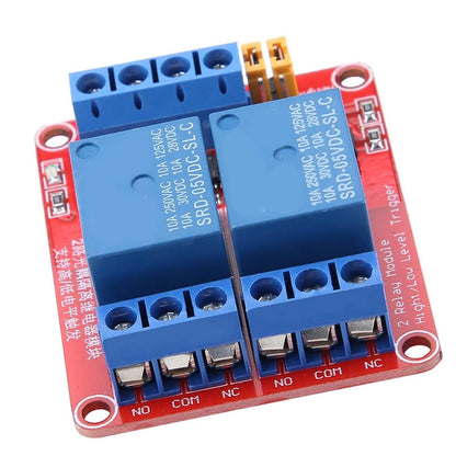 2 Channel Relay Module Optocoupler Isolation High Low Level Trigger for Home Automation (5V)