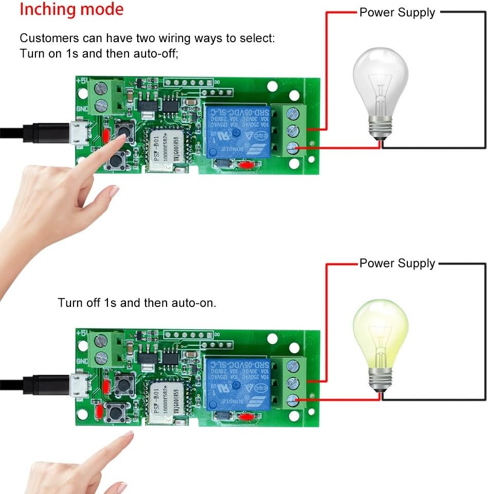 Sonoff Wifi Switch, USB DC5V Wireless Relay Module Smart Home Automation Modules APP Remote Control Timer Switch Voice Control with Alexa Google Home Access Control System