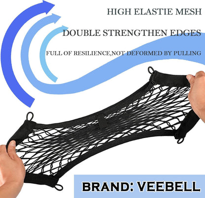 2 Pack Small Cargo Net Pocket Storage Mesh Net Elastic Automotive Cargo Nets Storage Pouch for Car Trunk Net, RV, Boat Storage Mesh Pocket Net with 8 Mounting Screws and Hooks (18 x 9.8 Inches)