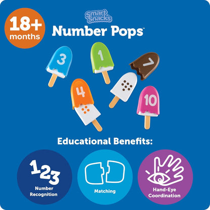 Learning Resources Smart Snacks Number Pops, Math Games for Kindergarten, Fine Motor Toy, Set of 10, Ages 18 mos+