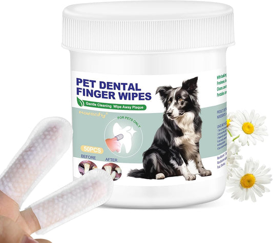 Havenfly Teeth Cleaning Finger Wipes 50pcs for Dogs & Cats, Disposable, Removes Bad Breath, Gentle Cleaning, Gum Care, Promote Pet Oral Hygiene