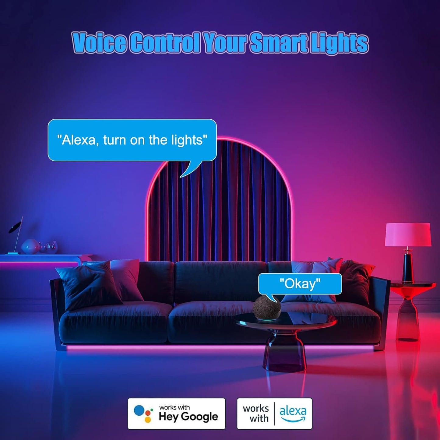 Smart LED Light Strip Alexa, [3m] [WiFi App Control] Diyife 5050 RGB LED Strip Light Compatible with Alexa/Google Assistant, Timer, 16 Million Colors Changing, Music Sync, for TV, Bedrooms, Christmas