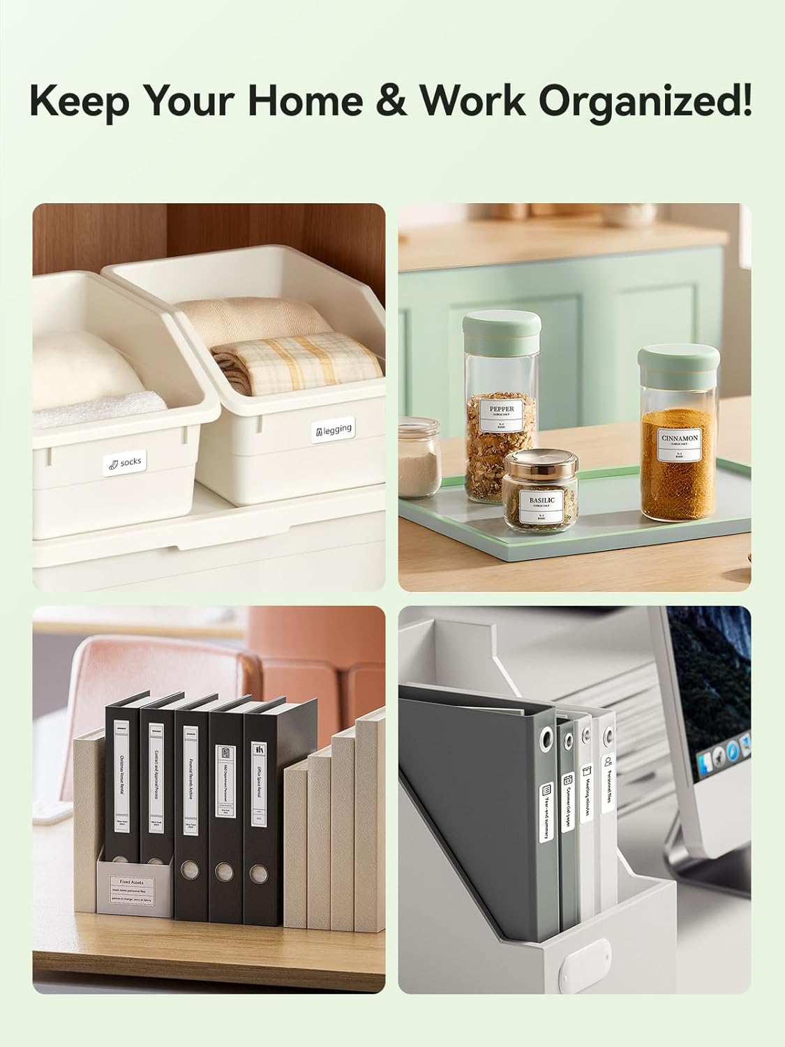 NIIMBOT B21 Label Printer,Bluetooth Thermal Label Maker,Ideal for Home Organization,Business,Ofice,50x30mm Label,230Pcs(Mint Green)