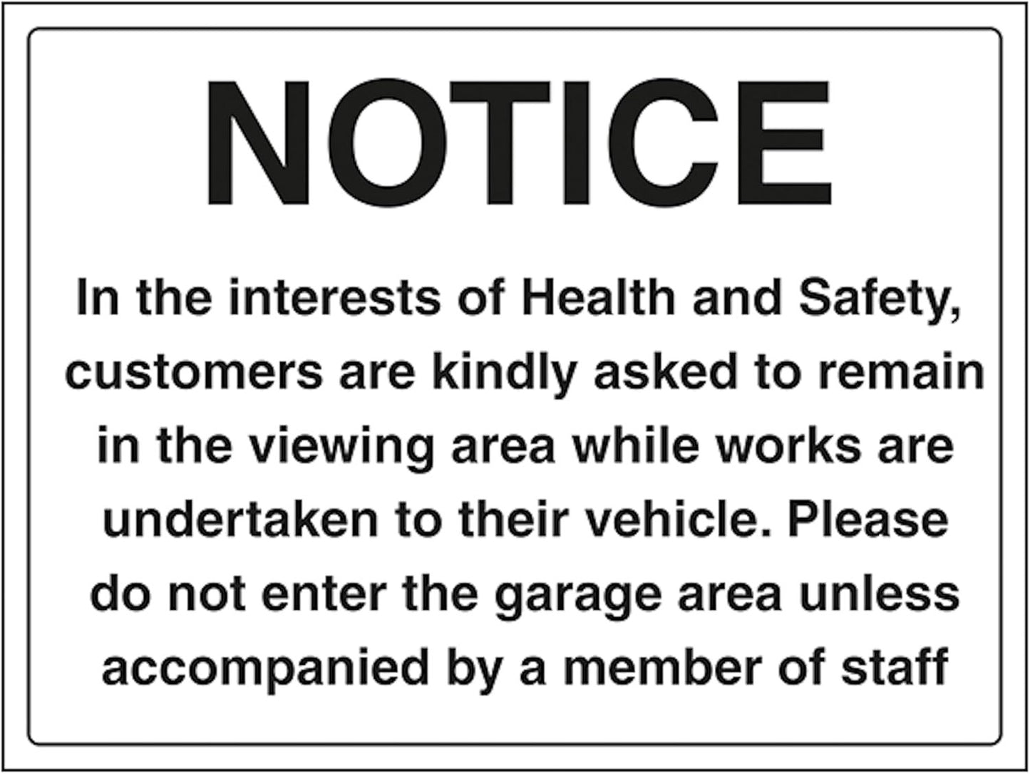 Segnale di sicurezza con scritta "V Safety Notice In The Interest Of Health And Safety" - Grande paesaggio 400 x 300 mm – 3 mm in alluminio composito