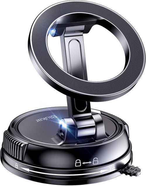 Blukar Car Phone Holder for MagSafe, Powerful Suction Cup & N52 Magnets Universal Magnetic Car Phone Holder, 360° Rotation, Car Accessories Compatible with iPhone 16/15/14/13/12