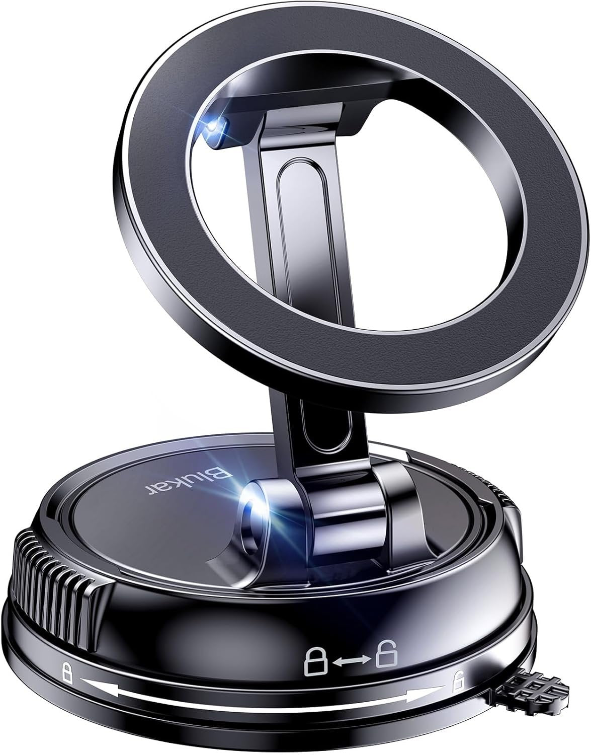 Blukar Phone Holder Car for MagSafe, [20xN52 Strong Magnets] Magnetic Car Phone Holder Mount - 360° Rotation, Upgraded Ultra Stable Suction Cup for iPhone 16/15/14 & Others with Metal Plate