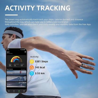 2025 Smart Ring, Sports AI, Sleep Recorder, Wearable Fitness Record Smart Ring, Compatible with Android/iPhone (Grey, 8#)