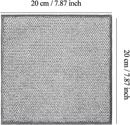 YinQin 6 PCS Double Layer Wire Dishwashing Cloths Non Scratch Stainless Steel Mesh Cleaning Cloth 20x20 cm Two Layer Multi Purpose Metal Wire Dish Cloths Rag Towel for Kitchen, Dish, Sink, Stove Top