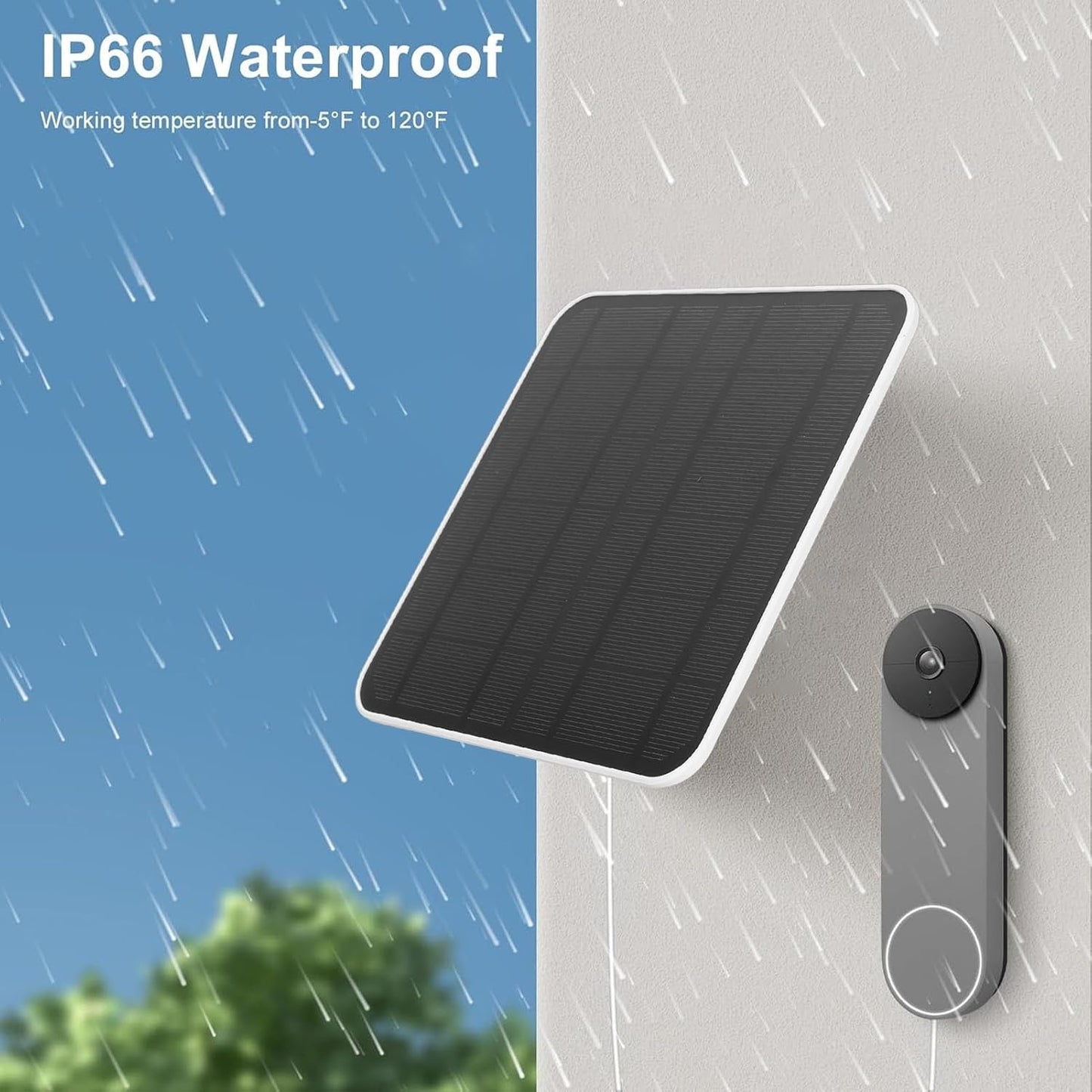 12W Solar Panel for Ring Camera, Solar Panel Charger with 360 Degree Adjustable Bracket, 9.8ft Charging Cable, USB C Solar Panel Video Doorbell 2 3 3+ 4 Plus and for Doorbell 2K Camera