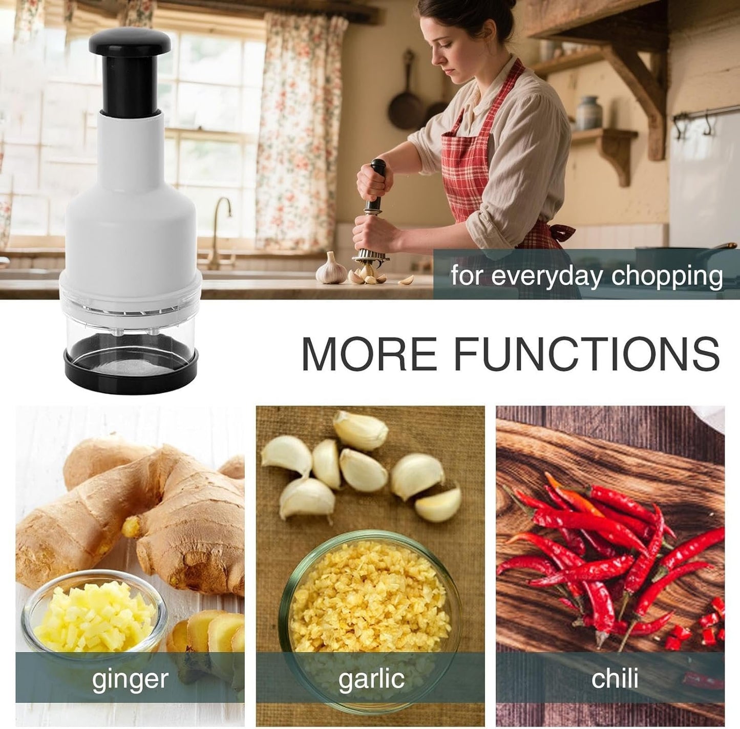 Veggie Chopper â€“ Pressed Garlic Cutter, Compact Manual Food Masher | Efficient Handheld Vegetable Dicer for Onion Ginger Chili Pepper Nut Mincing, Quick Kitchen Tool for Home Meal Prep Cooking